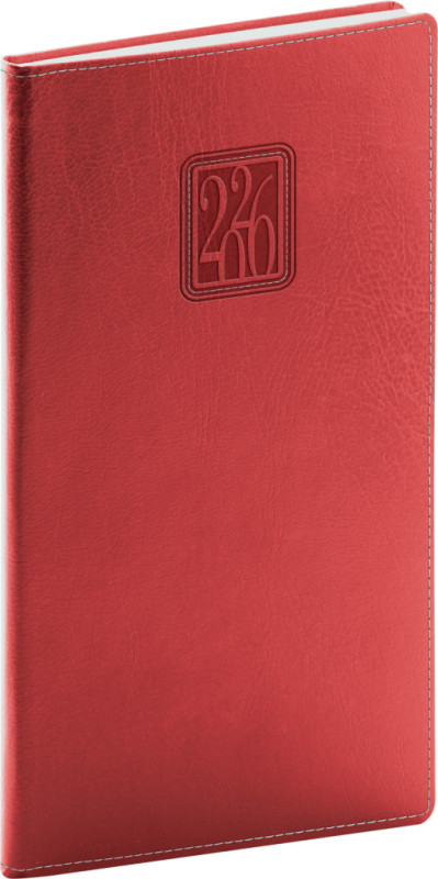 NOTIQUE Vreckový diár Panama 2026, červený, 9 x 15,5 cm