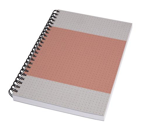 Špirálový zošit, A5, bodkovaný, 80 listov, mäkká obálka, SIGEL "Quicknote", koralový-sivý 1