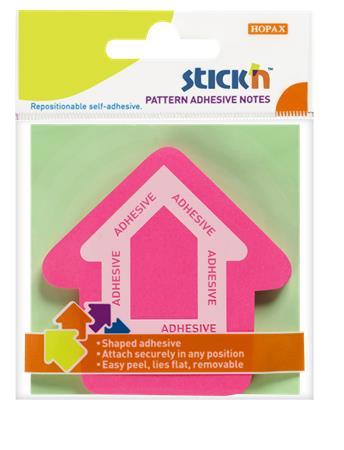 Samolepiaci poznámkový blok, šípka, 70x70 mm, 50 listov, STICK N, magenta 1