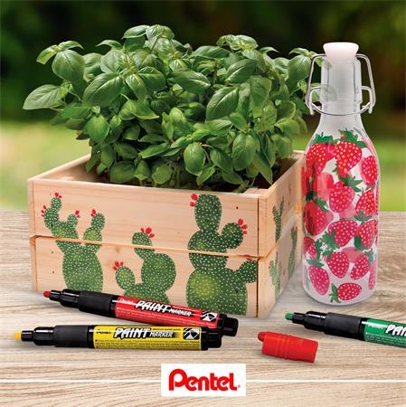 Lakový popisovač, 2 mm, kužeľový hrot, PENTEL "MMP20", červená 5