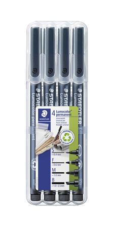 Permanentný popisovač, sada, OHP, STAEDTLER "Lumocolor® 31", 4 rôzne hrúbky, čierna 1