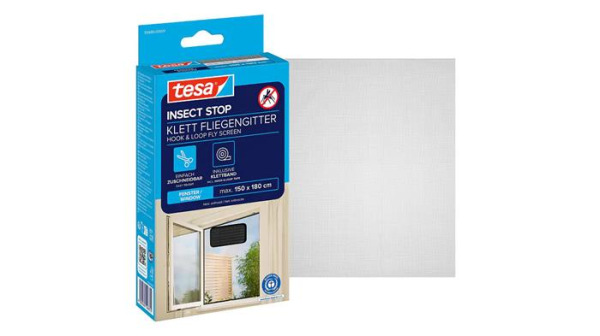 Sieťka na okno, proti hmyzu, suchý zips, 1,1 x 1,3 m, TESA, antracitová 1