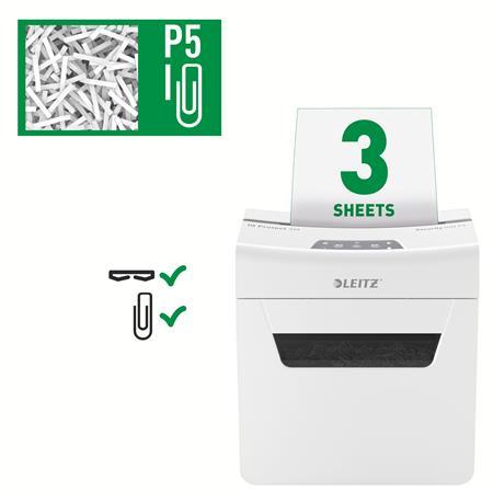Skartovací stroj, mikrokonfetti, 3 listy, LEITZ "IQ Protect 3M" 7
