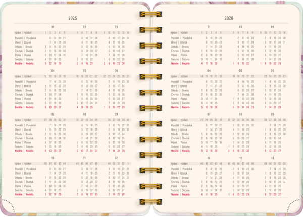 NOTIQUE Špirálový 18-mesačný diár Petito – Ružový mramor 2025/2026, 13 x 18 cm 2