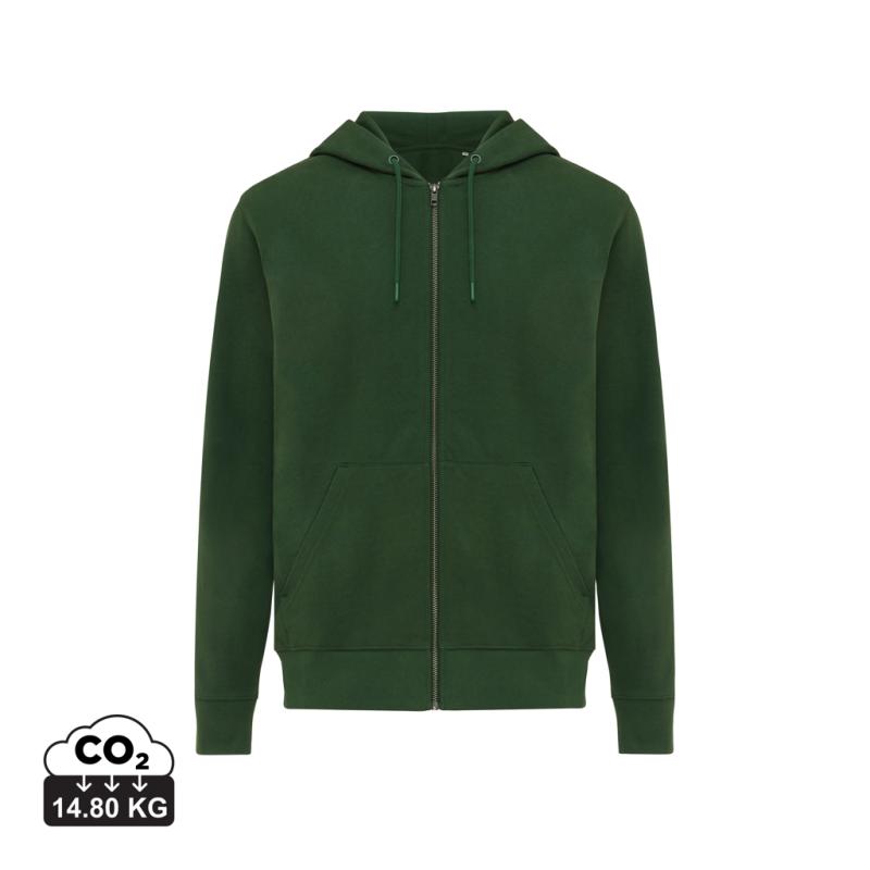 Mikina na zips s kapucňou IQONIQ Abisko z recykl. bavlny forest green XS