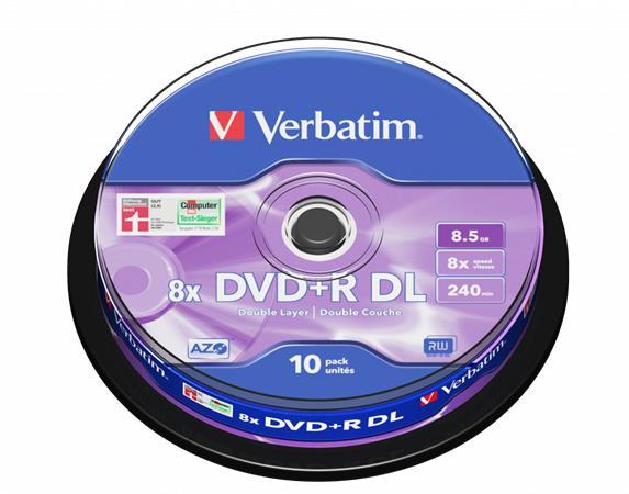 DVD+R disk, dvojvrstvový, 8,5GB, 8x, 10 ks, cake box, VERBATIM "Double Layer" 1