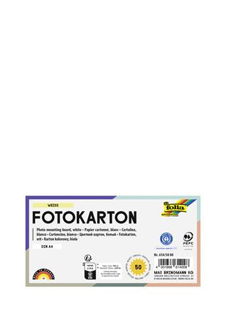 Dekoračný kartón, 2 stranný, A4, 300 g, 50 listov, FOLIA, biely