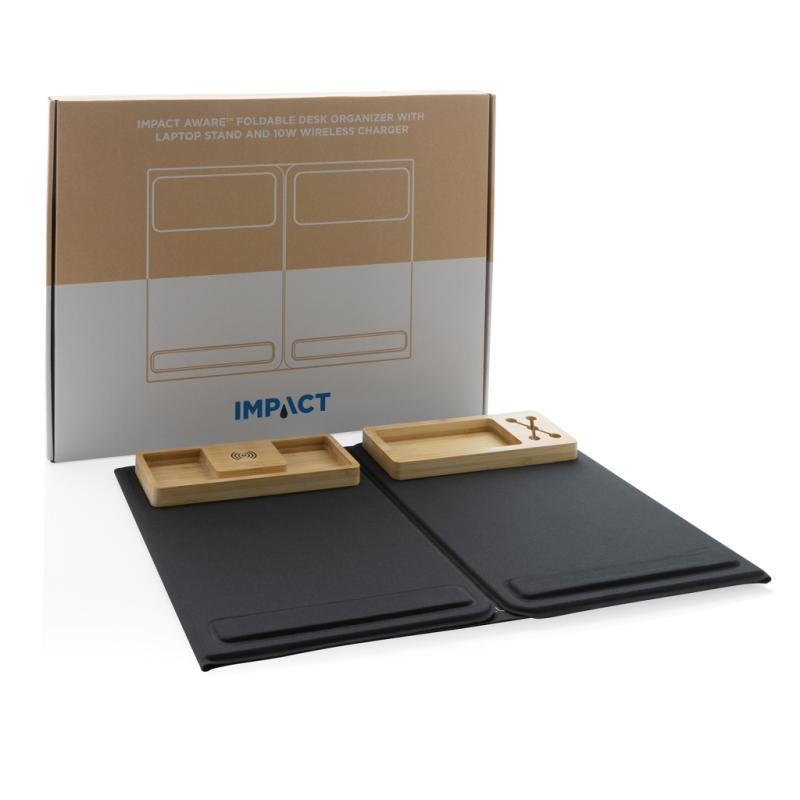 Skladací organizér s Qi nabíjačkou 10W Impact z RPET AWARE™ čierna 15