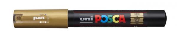 Dekoračný popisovač, 0,7-1,0 mm, UNI "Posca PC-1M", zlatá