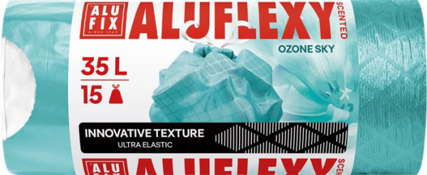 Vrecia na odpadky, zaťahovacie, LDPE, parfumované, 35 l, 15 ks, 53x53 cm, 20 µ, ALUFIX "Al