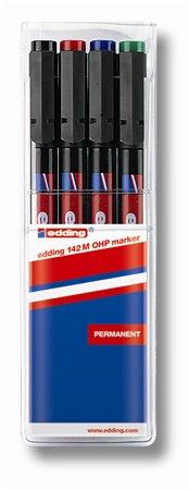Permanentný popisovač, sada, OHP, 1 mm, EDDING "142 M", 4 rôzne farby 1