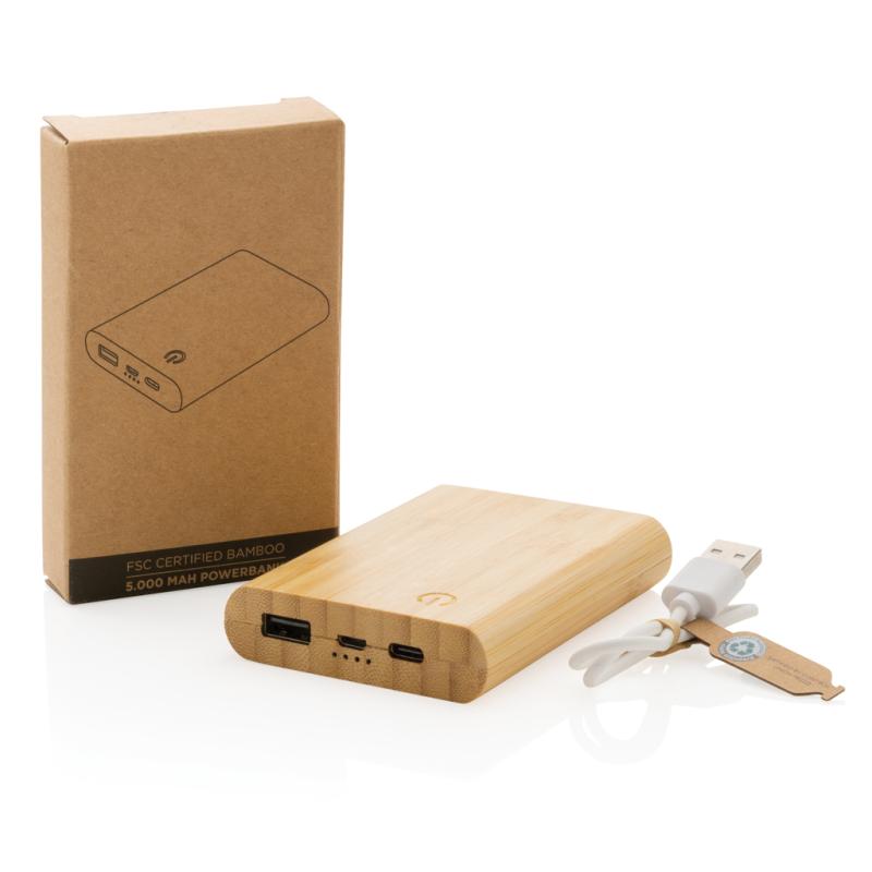Powerbanka 5 000 mAh z bambusu hnedá 11