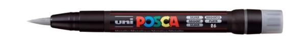 Popisovač v tvare štetca, UNI "Posca PCF-350", strieborná 2