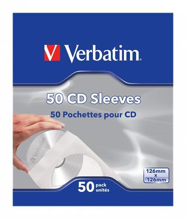 VERBATIM Papierové obálky na CD/DVD, biele, 50ks/bal 2