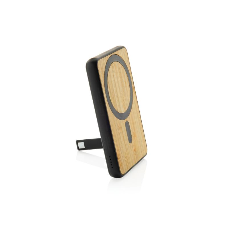 Magnetická powerbanka Zen 5000mAh 5W z RCS plastu a bambusu čierna 3