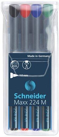 Permanentný popisovač, sada, OHP, 1 mm, SCHNEIDER "Maxx 224 M", 4 rôzne farby 1
