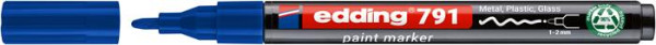 Lakový popisovač, 1-2 mm, PCR, EDDING „791“, modrý 2