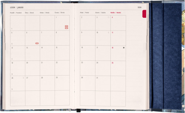 NOTIQUE Týždenný magnetický diár Alfons Mucha 2026, 11 x 16 cm 3