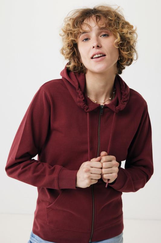 Mikina na zips s kapucňou IQONIQ Abisko z recykl. bavlny vínovo červená S 13
