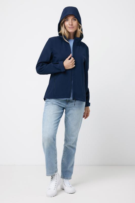 Dámska soft shell bunda IQONIQ Makalu z recykl. polyesteru námornícka modrá XXL 10