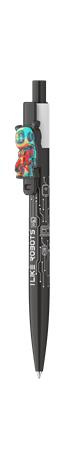 Guľôčkové pero, 0,8 mm, stláčací mechanizmus, ICO "Robot", čierne 2