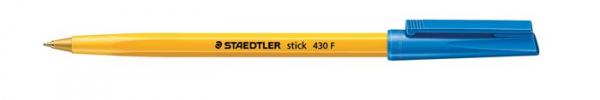 Guľôčkové pero, 0,3 mm, s vrchnákom, STAEDTLER "Stick 430 F", modré 2