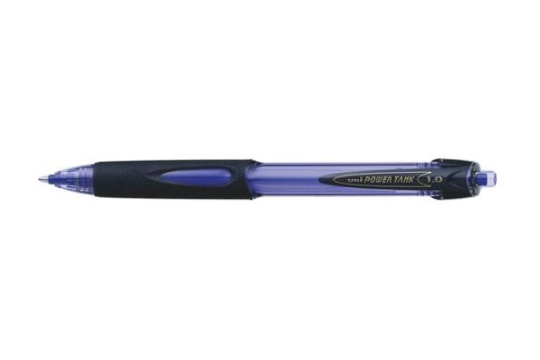 Guľôčkové pero, 0,4 mm, stláčací mechanizmus, UNI "SN-220 Powertank", modrá 1