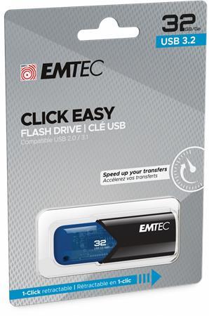 USB kľúč, 32GB, USB 3.2, EMTEC "B110 Click Easy", čierna-modrá 3