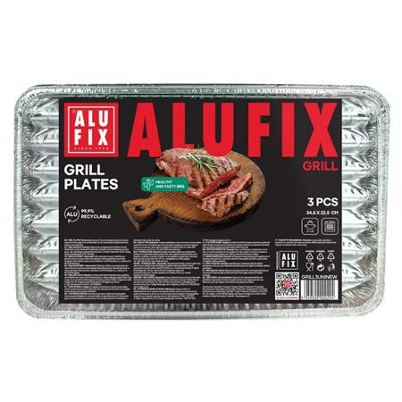 Grilovacia tácka, 34,5 x 22,5 cm, štvorcová, 3 ks, ALUFIX 1