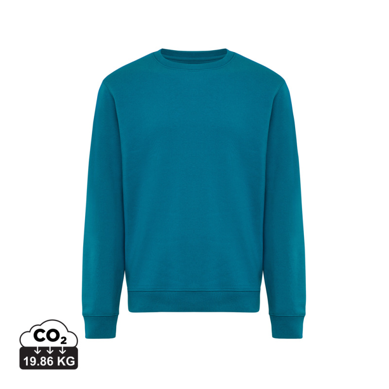 IQONIQ Toria Unisex mikina s okrúhl. výstrihom z rec. bavlny dark teal S