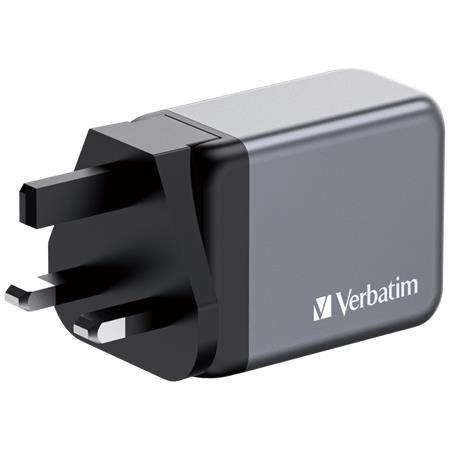 Sieťová nabíjačka, 2xUSB-C PD (65W), USB-A QC 3.0, EU/UK/US, GaN, VERBATIM 3