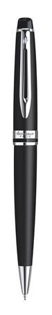 Guľôčkové pero, 0,7 mm, matné čierne telo pera, strieborný klip, WATERMAN "Expert III" , m