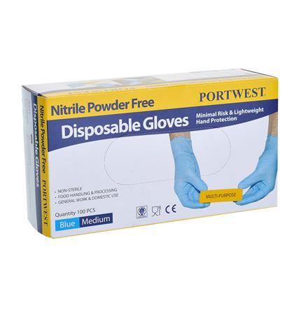 . Ochranné rukavice, jednorazové, nitril, veľkosť: M, nepudrované, modré 1
