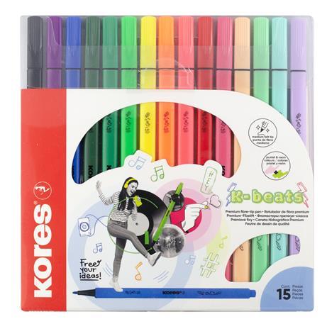 Fixky, sada, vyprateľné, KORES "K-beats", 15 rôznych farieb 1