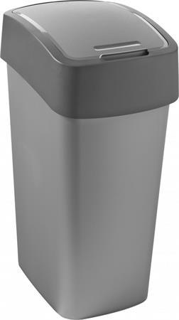 Odpadkový kôš s výklopným vekom, na triedenie odpadu, plastový, 50 l, CURVER, sivá/šedá