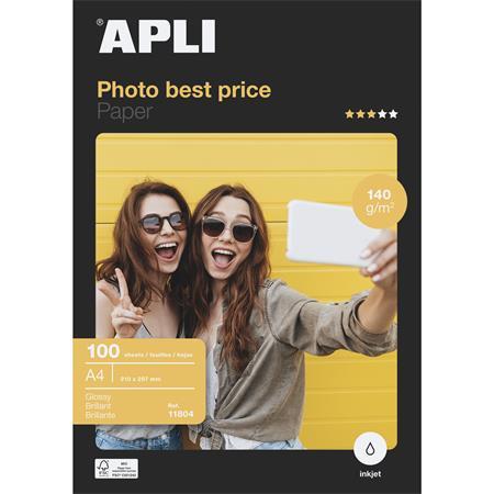 Foto papier, k atramentovým tlačiarňam, A4, 140 g, lesklý, APLI "Best Price"