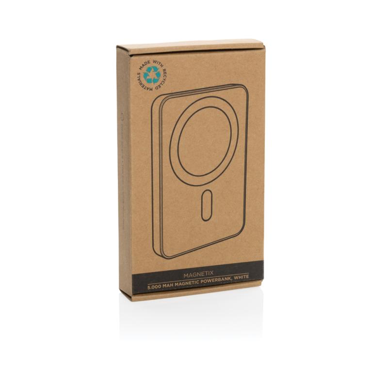 Magnetická powerbanka 5000mAh Magnetix z RCS recykl. plastu biela 11