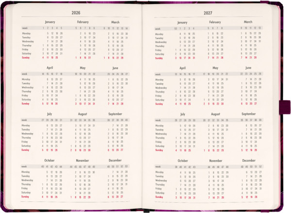 NOTIQUE Planbook diár/notes Fialové kvety 2026, 13 x 21 cm 2