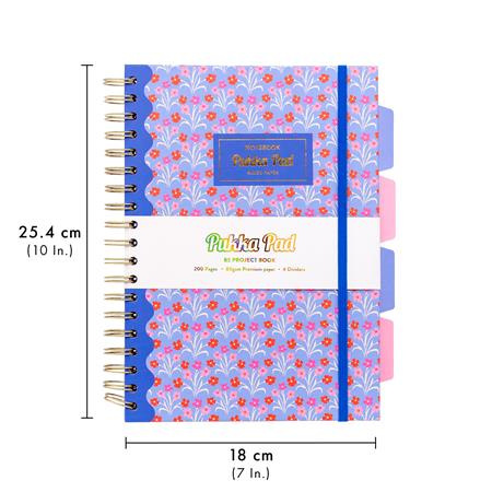 Špirálový zošit, B5, linajkový, 100 listov, PUKKA PAD "Floral Project Book", mix 6