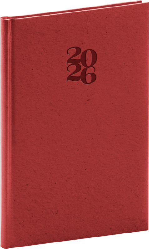 NOTIQUE Týždenný diár Essenza 2026, čerešňa, 15 x 21 cm