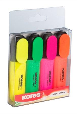 Zvýrazňovač, sada, 1-5 mm, KORES, 4 rôzne farby