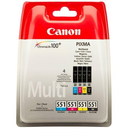 CLI-551KIT náplňn multipack, do tlačiarní Pixma iP7250, MG5450 , CANON b+c+m+y, 4*7ml 1