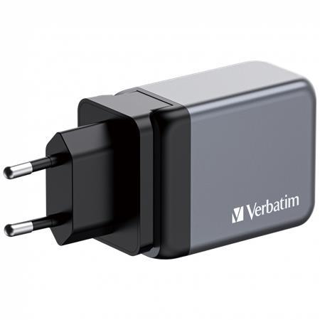 Sieťová nabíjačka, 2xUSB-C PD (65W), USB-A QC 3.0, EU/UK/US, GaN, VERBATIM 1
