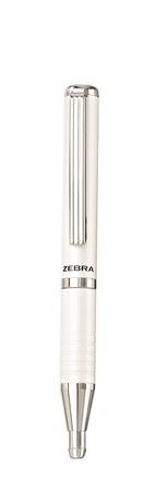 Guľôčkové pero, 0,24 mm, teleskopické telo, kovová biela, ZEBRA "SL-F1", modrá 1