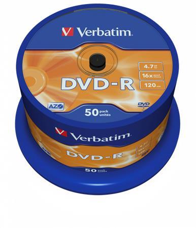 DVD-R disk, AZO, 4,7GB, 16x, 50 ks, cake box, VERBATIM