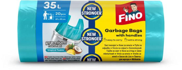 Vrecia na odpadky, s uškom, parfumované, 35 l, 20 ks, 49x59 cm, 12 µ, FINO "Premium handl 1