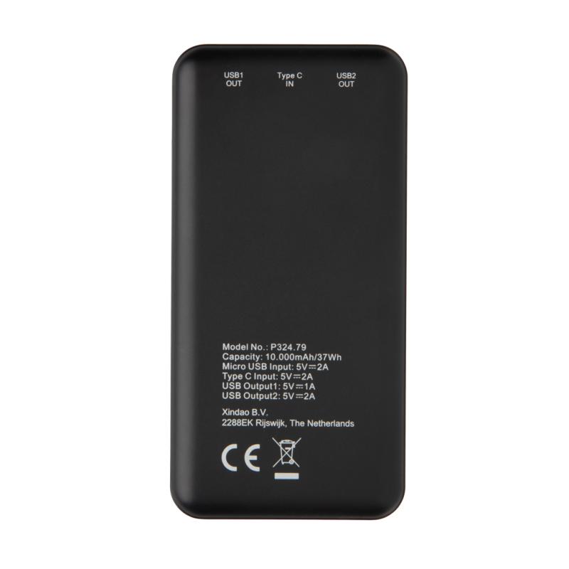 Vrecková powerbanka s vysokou hustotou batérie 10 000 mAh čierna 3