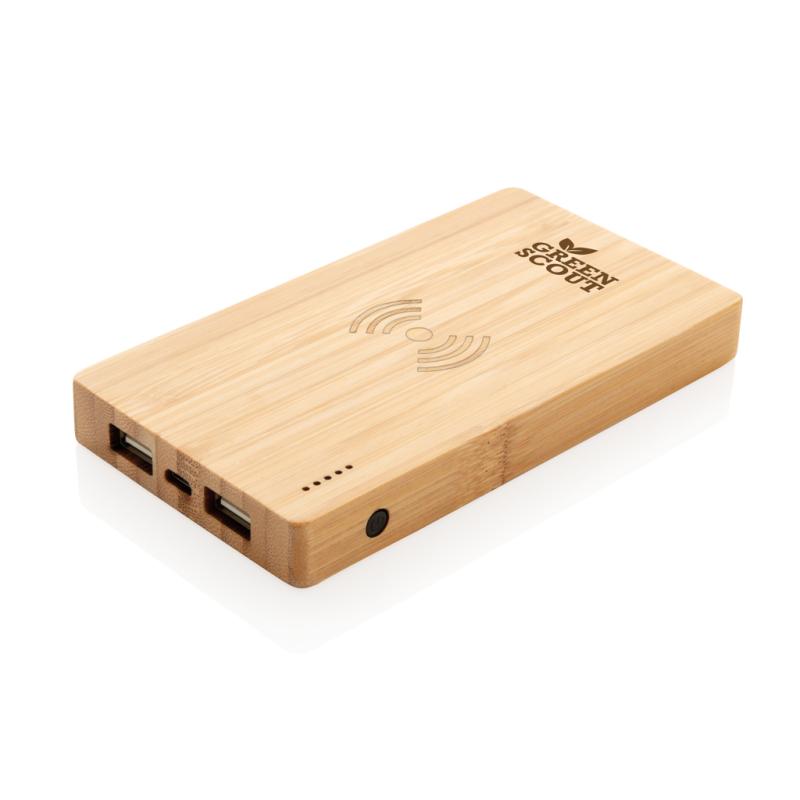 Bambusová bezdrôtová powerbanka 4 000 mAh 5W hnedá 7
