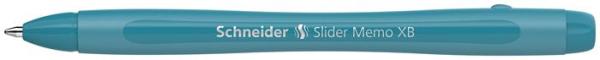 Guľôčkové pero, 0,7 mm, s vrchnákom, SCHNEIDER "Slider Memo XB", pávia modrá 4