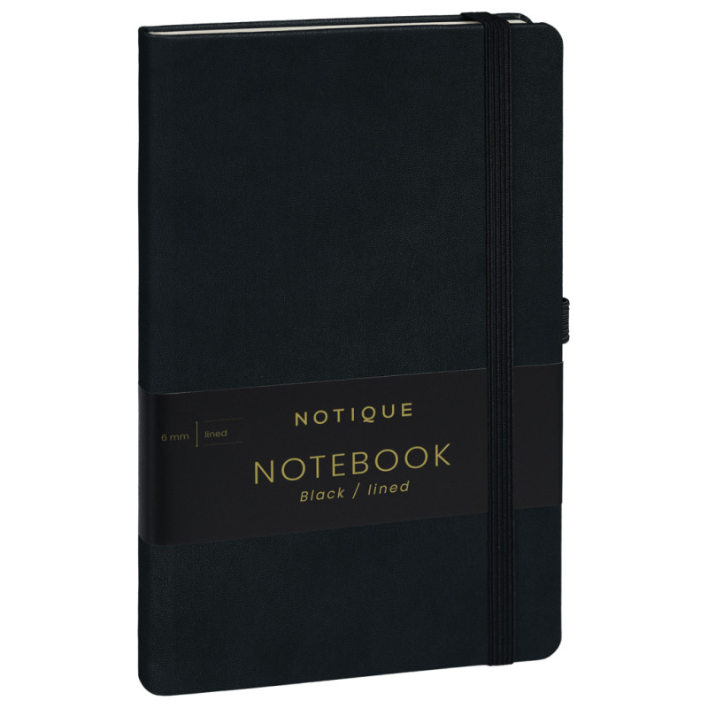 NOTIQUE Notes Čierny, linajkovaný, 13 x 21 cm